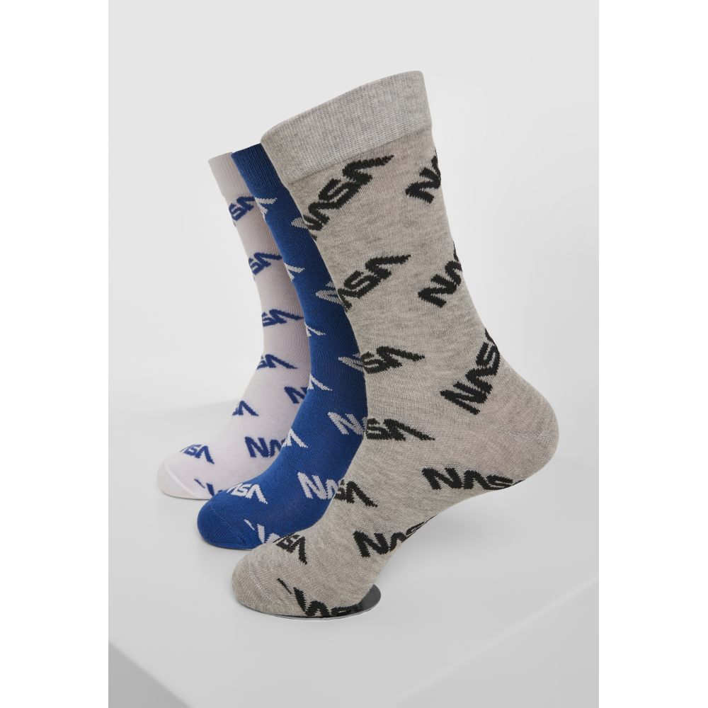 Mister Tee NASA - NASA Allover 3Pack Socken - Blau/Grau